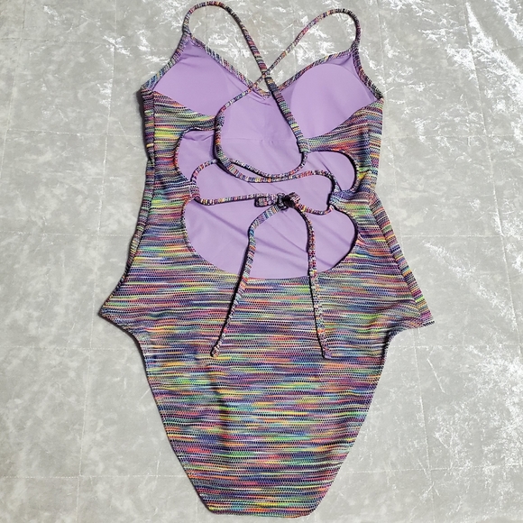 Aerie Purple Multicolored Strapy Back Swimsuit - Picture 2 of 6